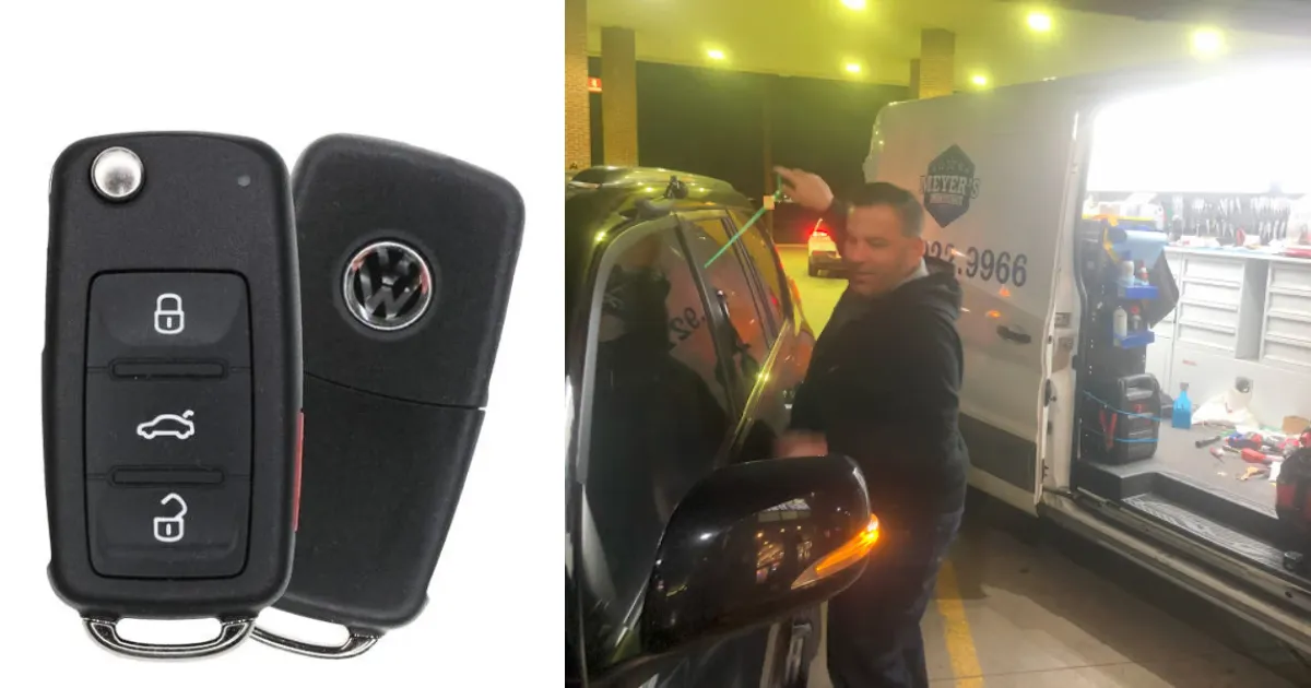 professional locksmith in Dallas making a VW car key