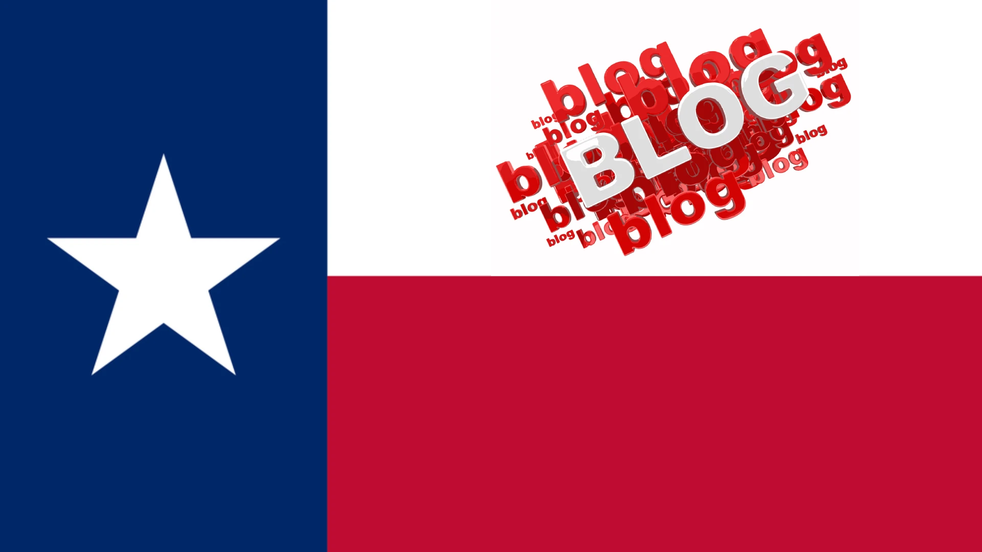 The Texas flag with the word Blog typed on it