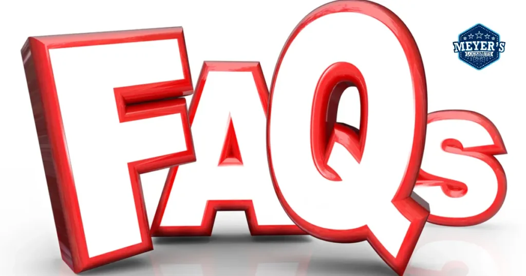 FAQs sign with Meyer's Local Locksmith Log