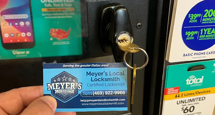 rekeying commercial display case lock in retail store in McKinney.
