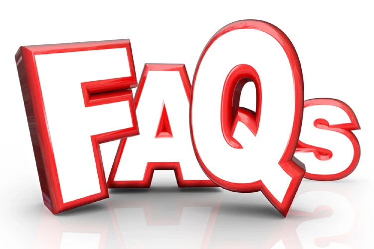 FAQs banner sign in red over white