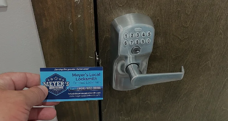Schlage keypad lever lock high-security business door installed in Plano.