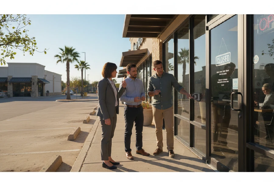 Employees locked out of a commercial store in Fairview, TX, experiencing a morning lockout emergency, needing immediate locksmith support from Meyer's Local Locksmith.